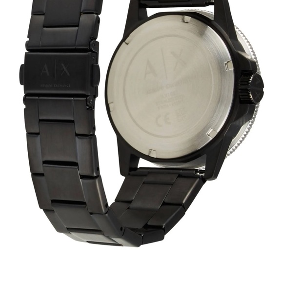 Armani Exchange Three-Hand Black Stainless Steel Watch (Leonardo) - Picture 6 of 8